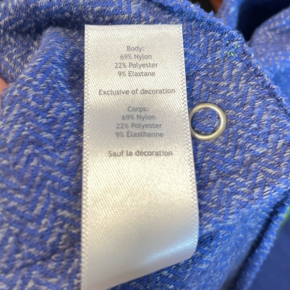 Ivivva Village Chill Infinity Scarf with button closure. Blue/Yellow Combo. - Picture 4 of 5